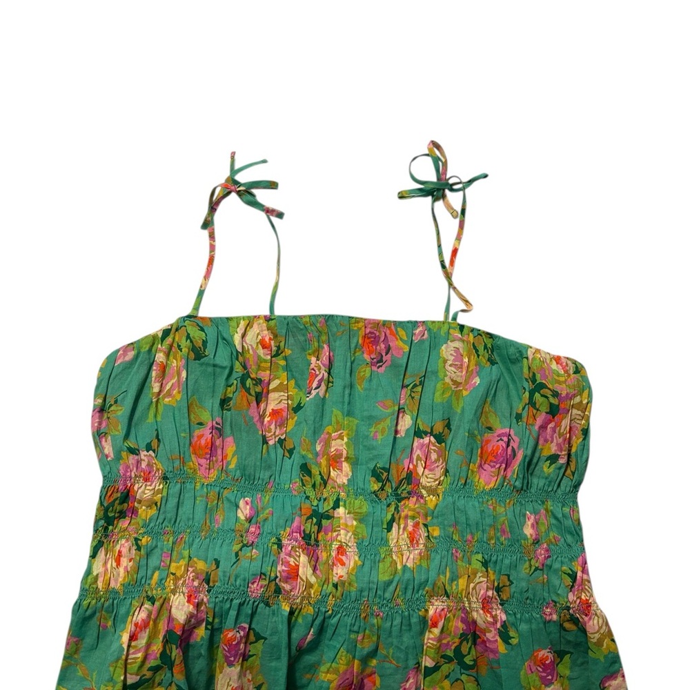 J. Crew Tie-Front Voile Camisole in Rose Garden Size Large Green Pink Summer - Picture 4 of 8